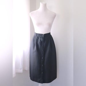 Vintage ‘70s Black Button Front Knee Length Skirt