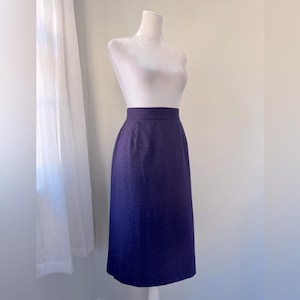 Vintage ‘90s Purple & Black Houndstooth Midi Pencil Skirt