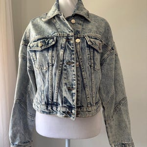 Anthropologie Aves Les Filles cropped denim truckerjack afbeelding 7