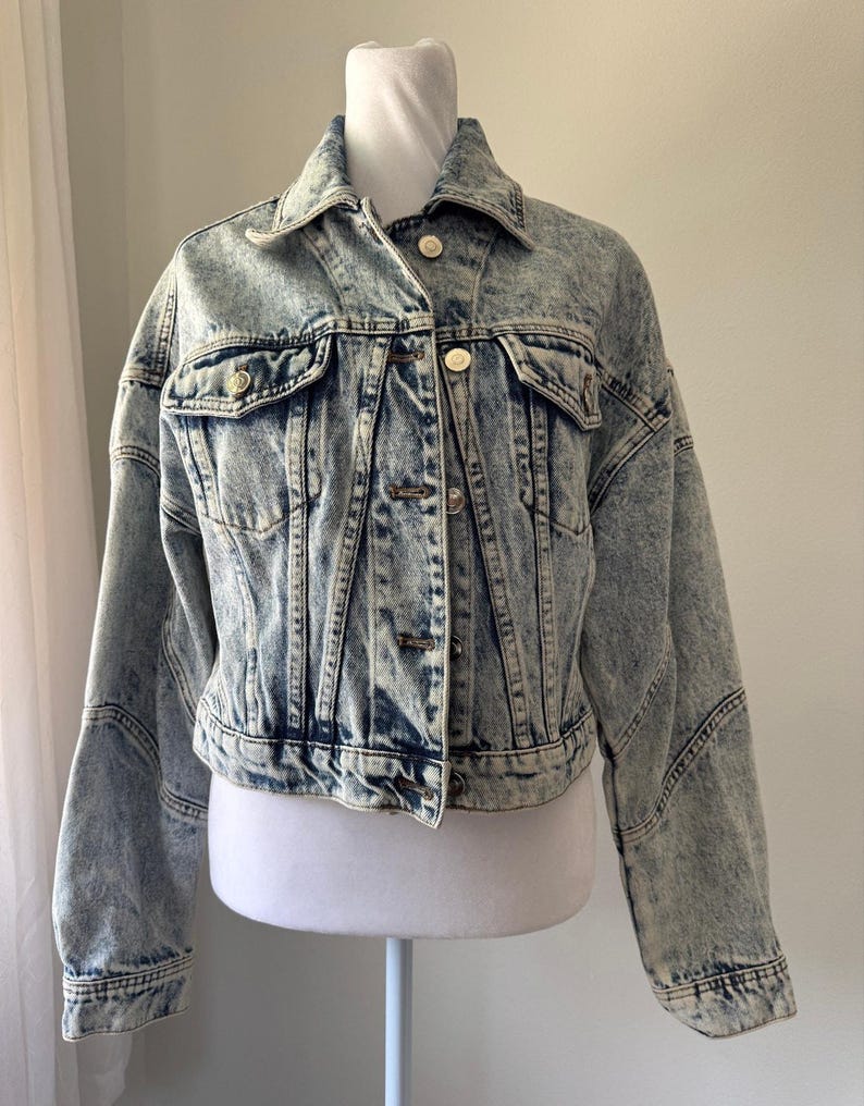 Anthropologie Aves Les Filles cropped denim truckerjack afbeelding 7