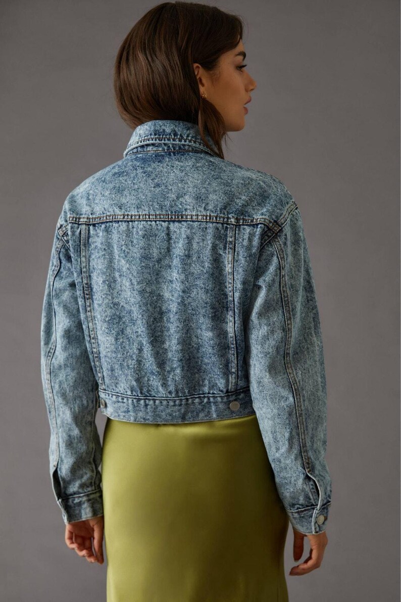Anthropologie Aves Les Filles cropped denim truckerjack afbeelding 4