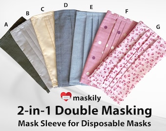 Double Masking - Mask Sleeve / Mask Cover fits standard disposable masks