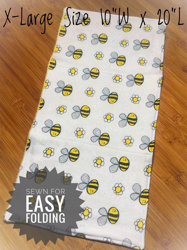 Happy Bees 3pc burp cloth set Extra large 100/% cotton flannelterry cloth burp rags /& super soft flannel face wipe Perfect Baby Shower Gift!