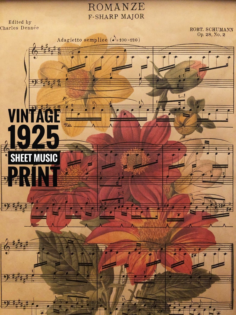 Antique sheet music FLOWER BOUQUET genuine vintage 1925 Sheet Music Print music lover gift flower wall art 8.5x11 PRINT only image 2