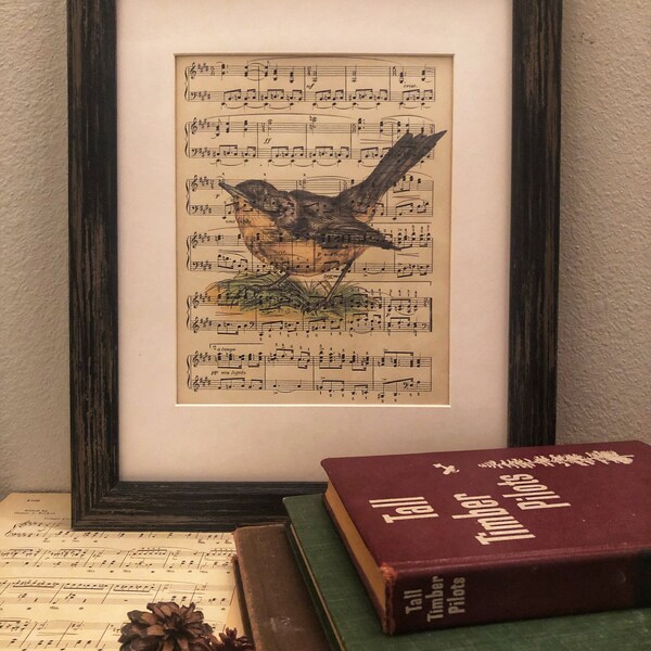 Antique sheet music with ROBIN - genuine vintage 1925 Sheet Music Book Page Print - music lover gift bird wall art - 8.5x11” PRINT only