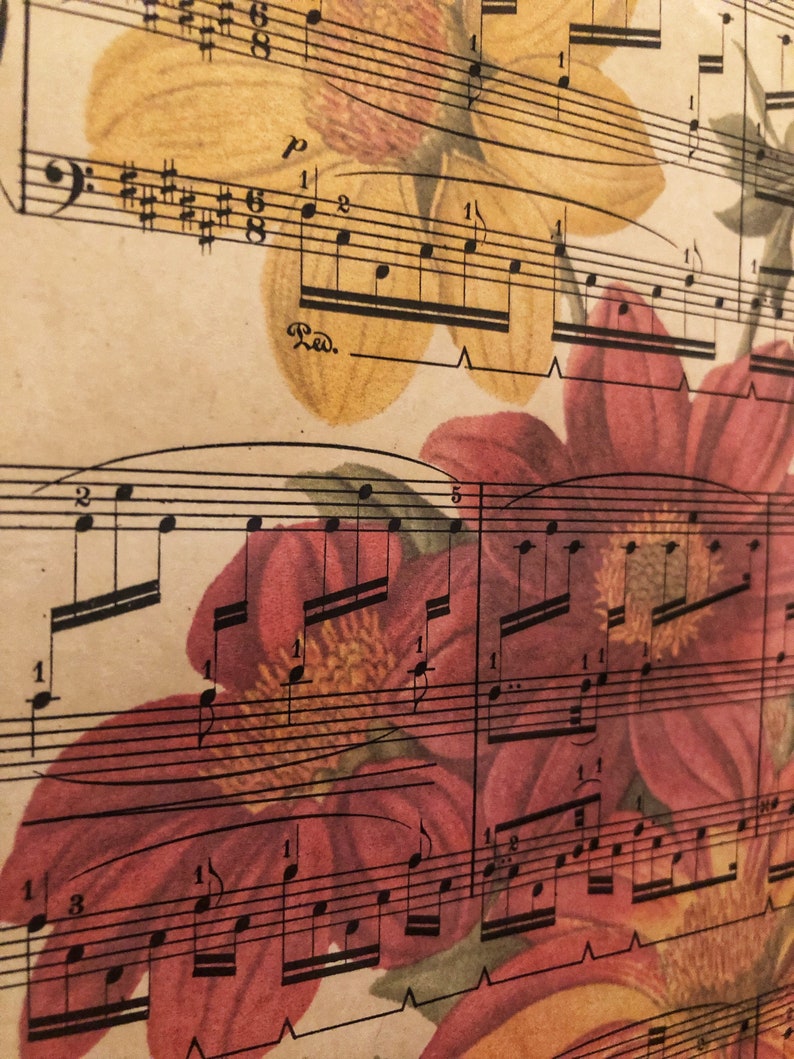 Antique sheet music FLOWER BOUQUET genuine vintage 1925 Sheet Music Print music lover gift flower wall art 8.5x11 PRINT only image 7