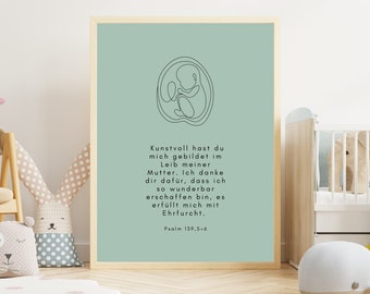 Wunderbar Psalm 139, Poster, Christlich, Baby, Deko, Digitaler Download