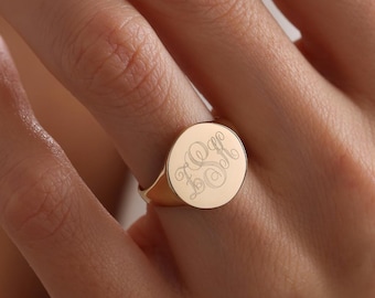 10k, 14k & 18k Gold Engraved Signet Ring, Handmade Ring, Gold Signet Ring, Gold Pinky Ring, Signet Ring for Men, Women, Christmas Gift