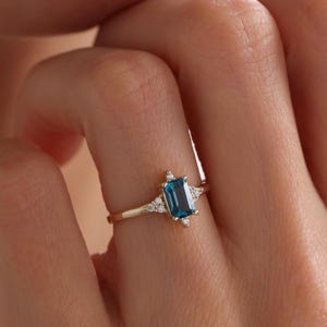 14k London Topaz Ring, Solid Gold Natural Sky Blue Topaz Gemstone Ring, Genuine Sky Blue Topaz, November Birthstone, Promise Ring, Christmas