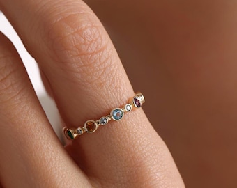 14k 18k Gold Family Birthstone Ring, Personalized Birthstone Ring, Custom Birthstone Ring, Gift for Mom, Gift for Her, Christmas Gift