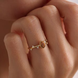 14k 18k Citrine Ring, Gold Oval Shape Citrine Stacking Ring, Minimalist Solitaire Handmade Citrine Ring, Birthday Gift, Christmas Gift