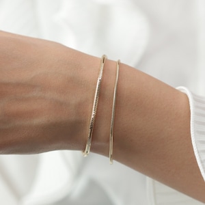 14k Gold Snake Bracelet or Anklet 2.40MM Or 1.60MM / Handmade Gold Snake Bracelet or Anklet Available in Gold and White Gold