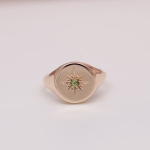 14k & 18k Gold Signet Ring with Handmade North Star or Compass Engraving / Handmade Signet Ring Available in Gold, Rose Gold and White Gold