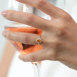 14k & 18k Gold 6x4 MM Oval Citrine Ring / Handmade Minimal Gold Citrine Ring/Citrine with Diamond Ring / Christmas Gift / Mother&#39;s Day Gift