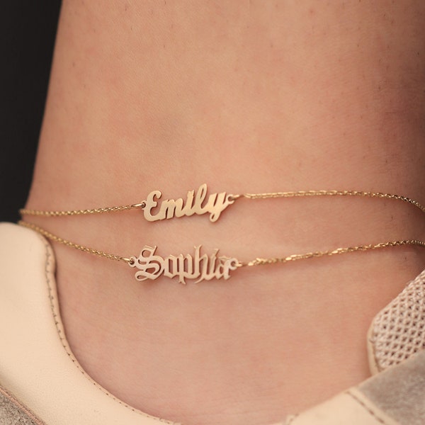 14k 18k Gold Name Anklet / Handmade Gold Custom Name Anklet / Personalized Gold Name / Name Anklet / Christmas For Gift / Women Anklet Gift