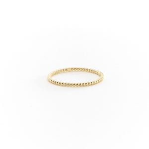 14k Gold Wedding Band 1.2MM, Beaded Gold Ring, Gold Wedding Ring, Stacking Rings, Thin Wedding Band, Dainty Ring, Mother&#39;s Day Gift