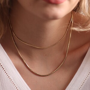 14k Gold Snake Necklace / Handmade Gold Snake Necklace / Layered Round Gold Chain / Gold Snake Necklace /Round Shape Chain /Gold Snake Chain bild 5