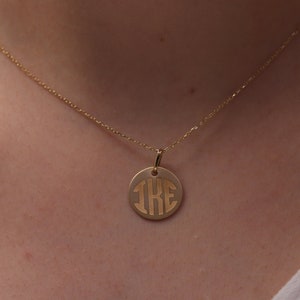 14k 18k Gold Disc Necklace / Handmade Engraved Disc Necklace / Gold Disc Necklace Available in Gold, Rose Gold, White Gold