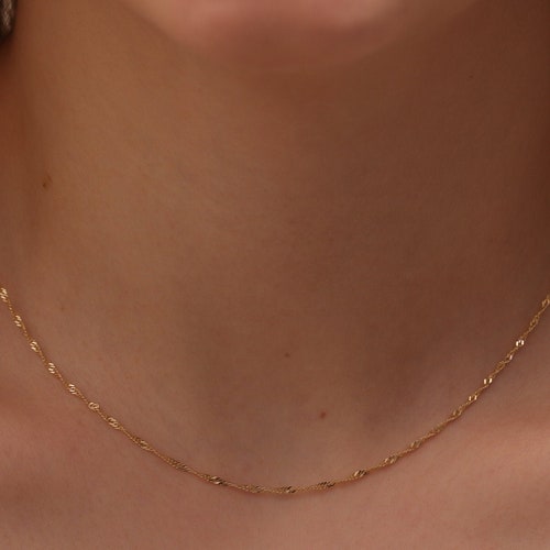 14K Rose Gold Singapore Chain Necklace Rose Gold Rope Chain Etsy