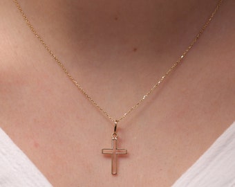 14k 18k Gold Cross Necklace / Handmade Gold Cross Necklace /Gold Religious Necklace Available in Gold, Rose Gold and White Gold