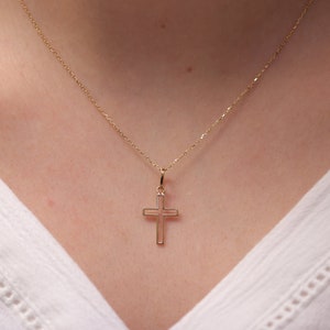 14k 18k Gold Cross Necklace / Handmade Gold Cross Necklace /Gold Religious Necklace Available in Gold, Rose Gold and White Gold