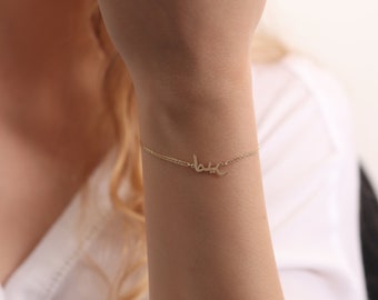 14k & 18k Gold Arabic Name Bracelet / Handmade Custom Arabic Name / Arabic Calligraphy Name / Islamic Gift / Eid Gift / Christmas Gift