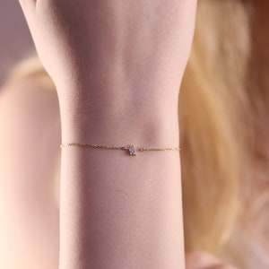 10k 14k or 18k Gold Tiny Diamond Star Bracelet/Handmade Diamond Star Bracelet/14k Gold Star Bracelet Available in Gold, Rose Gold,White Gold
