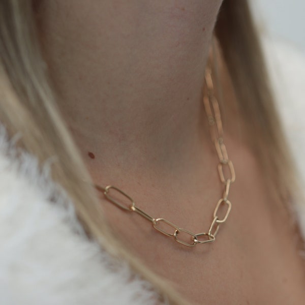 Gold Paper Clip Necklace Etsy