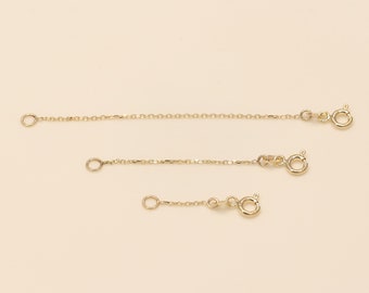 Collier ou rallonge de bracelet en or massif 14 carats 18 carats, lien amovible en or massif, rallonge réglable disponible en or, or rose, or blanc