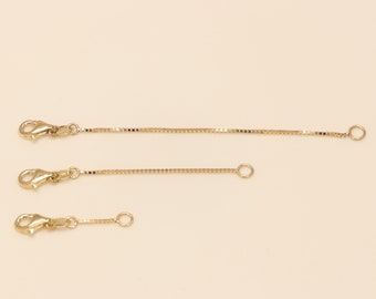 14k 18k Solid Gold Necklace or Bracelet Extender in Lobster Claw Closure,  Removal Solid Gold Link, Adjustable Extension 