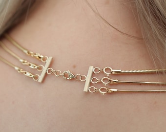 14k 18k Gold Layered Necklace Spacer Clasp | Detangles Separates Multiple Layered clasp available in Gold, Rose Gold and White Gold