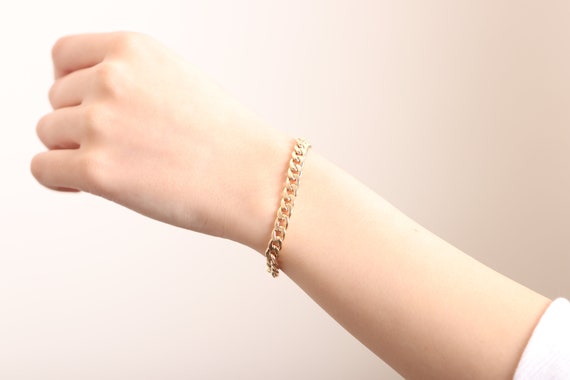 14k Gold Curb Link Bracelet / Handmade 