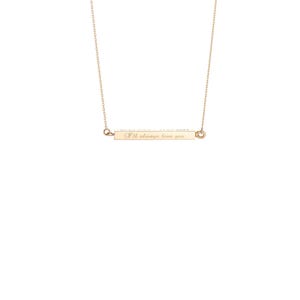 14k 18k Gold Horizontally 3D Urn Bar Necklace, Handmade Memorial Four Side Necklace, Horizontal Bar, Handwriting & Fingerprint is Available image 7