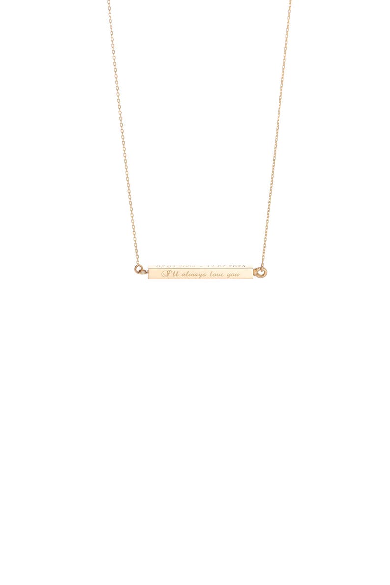 14k 18k Gold Horizontally 3D Urn Bar Necklace, Handmade Memorial Four Side Necklace, Horizontal Bar, Handwriting & Fingerprint is Available image 7