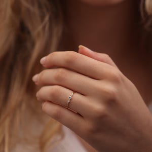 Anello occhio di Allah fatto a mano in oro 14k e 18k con piccolo diamante / Anello occhio di Allah in oro e diamante / Anello occhio di Allah disponibile in oro rosa e bianco