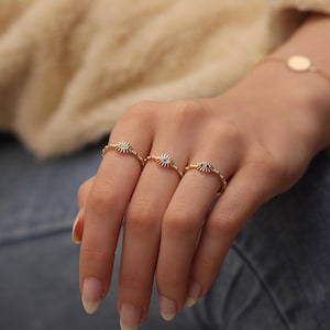 Handmade Gold Enamel Evil Eye Ring / 14k & 18k Evil Eye Ring / Evil Eye Ring Available in Gold, Rose and White Gold 画像 8