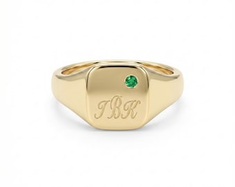 14k & 18k Gold Signet Ring For Unisex / Handmade Signet Ring / Gold Signet Ring Available in Gold, Rose Gold and White Gold