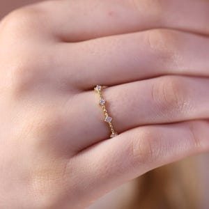 4 Stone Diamond Wedding Ring / Engagement Diamond Ring / 14k & 18k Gold Minimalist Ring Available in Gold, Rose Gold and White Gold image 3
