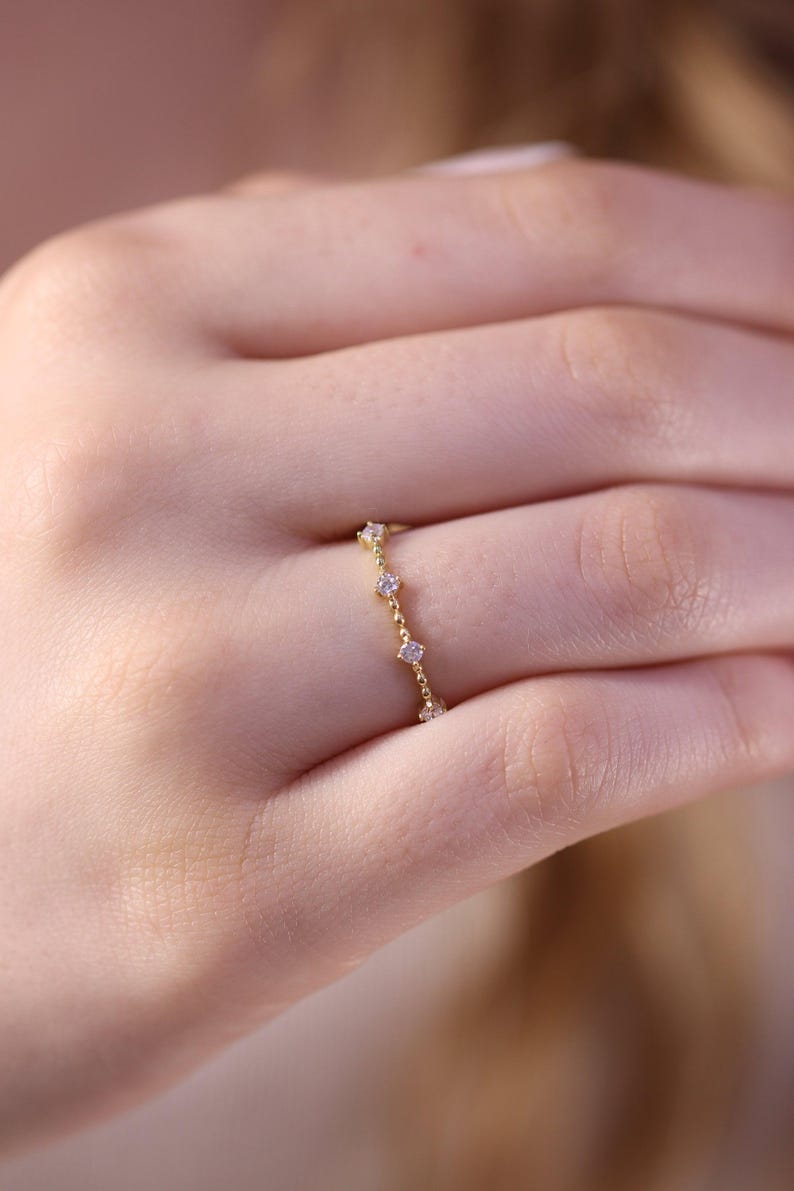 4 Stone Diamond Wedding Ring / Engagement Diamond Ring / 14k & 18k Gold Minimalist Ring Available in Gold, Rose Gold and White Gold image 3