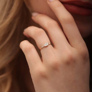10k 14k 18k Five Baguette Diamond Wedding Ring/Handmade Baguette Diamond Ring/Baguette Diamond Ring Available in Gold, Rose Gold, White Gold