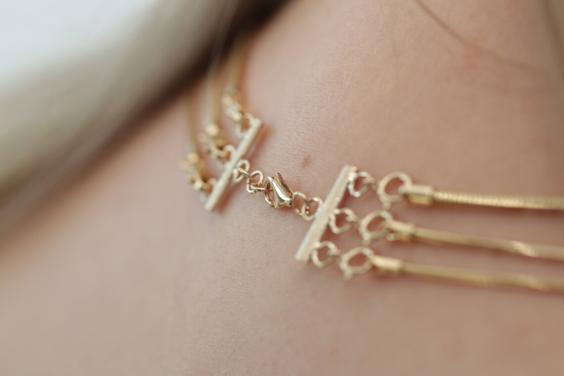 14k 18k Gold Layered Necklace Spacer Clasp Detangles Etsy