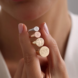Handmade 14k Gold Engraved Signet Ring, Pinky Ring, Monogrammed