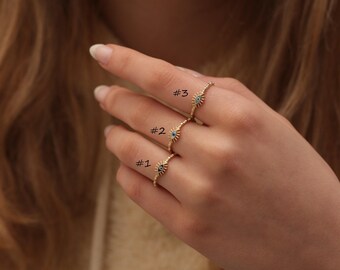 Handmade Gold Enamel Evil Eye Ring / 14k & 18k Evil Eye Ring / Evil Eye Ring Available in Gold, Rose and White Gold