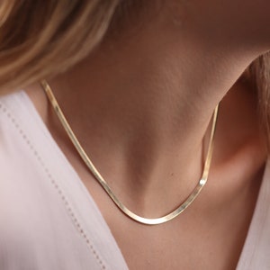 14k Gold Herringbone Necklace 2.75MM, 3.30MM, 3.65MM OR 4MM / Handmade Herringbone Necklace Available in Gold and White Gold imagem 2