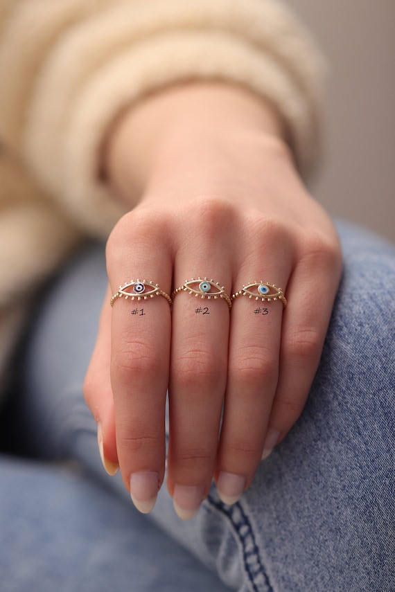 14k 18k Gold Eye Ring Handmade Gold Eye Ring Gold Eye Ring Available in Gold Rose Gold and White Gold Etsy Canada