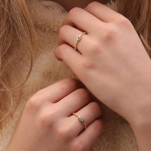 Handmade Gold Enamel Evil Eye Ring / 14k & 18k Evil Eye Ring / Evil Eye Ring Available in Gold, Rose and White Gold 画像 6