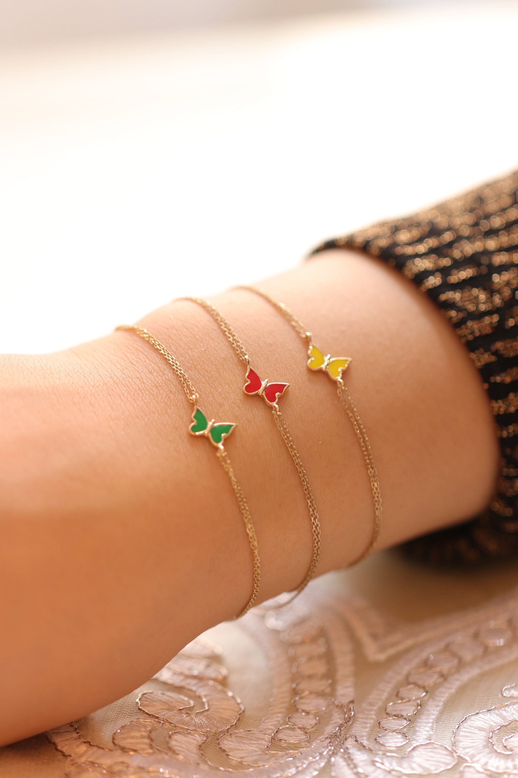 14k Gold Butterfly Bracelet / Handmade Gold Butterfly Bracelet / Gold Butterfly Bracelet Available in Gold, Rose Gold and White Gold