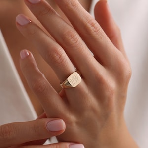 14k & 18k Gold Engraved Signet Ring For Men and Women/Handmade Signet Ring/Gold Signet Ring/Christmas Gift/Best Gift for Husband-Boyfriend3
