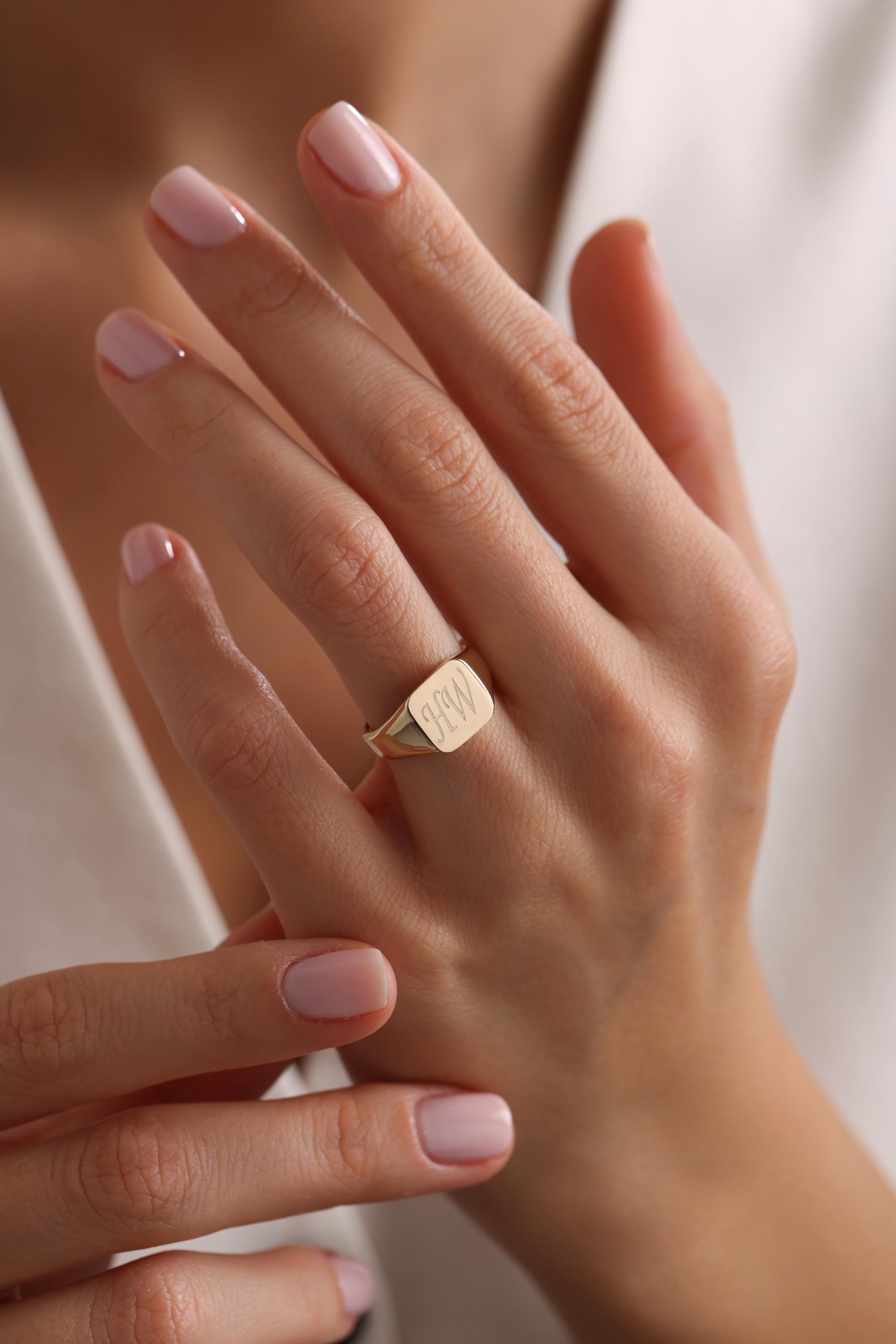 14k & 18k Gold Engraved Signet Ring For Men and Women/Handmade Signet Ring/Gold Signet Ring/Christmas Gift/Best Gift for Husband-Boyfriend3