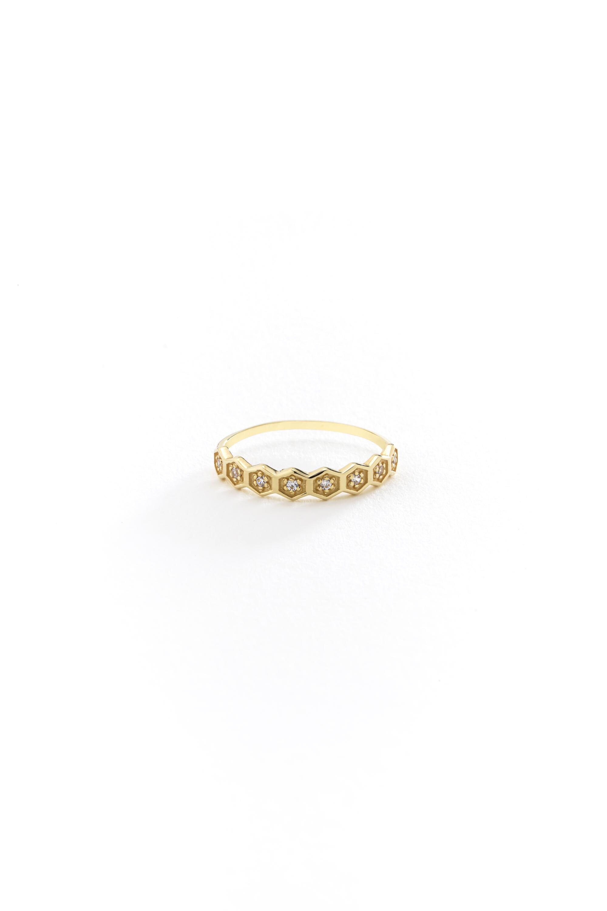 14k Solid Gold Bezel Cubic Zirconia Wedding Band, Gold Eternity Rings ...